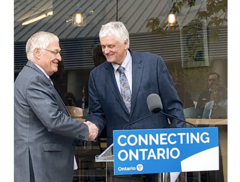 Ontario ag minister Ernie Hardeman, left, and Toby Barrett, parliamentary assistant.