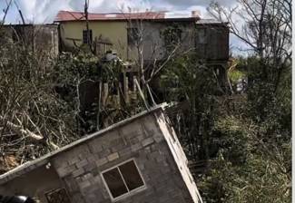 House damage near Trelawny, Jamaica. 