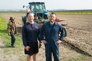  Ryan and Kurt Neumann supervised the GPS planting of two acres of Sauvignon Blanc rootstock last May.