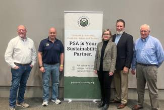 Newly-elected Potato Sustainability Alliance executive committee with CEO John Mesko during the winter board meeting at Potato Expo in Austin, Texas. L to R: Shane Sampels, Mike Wenkel, Tracy Shinners-Carnelley, John Mesko, Ritchey Toevs.