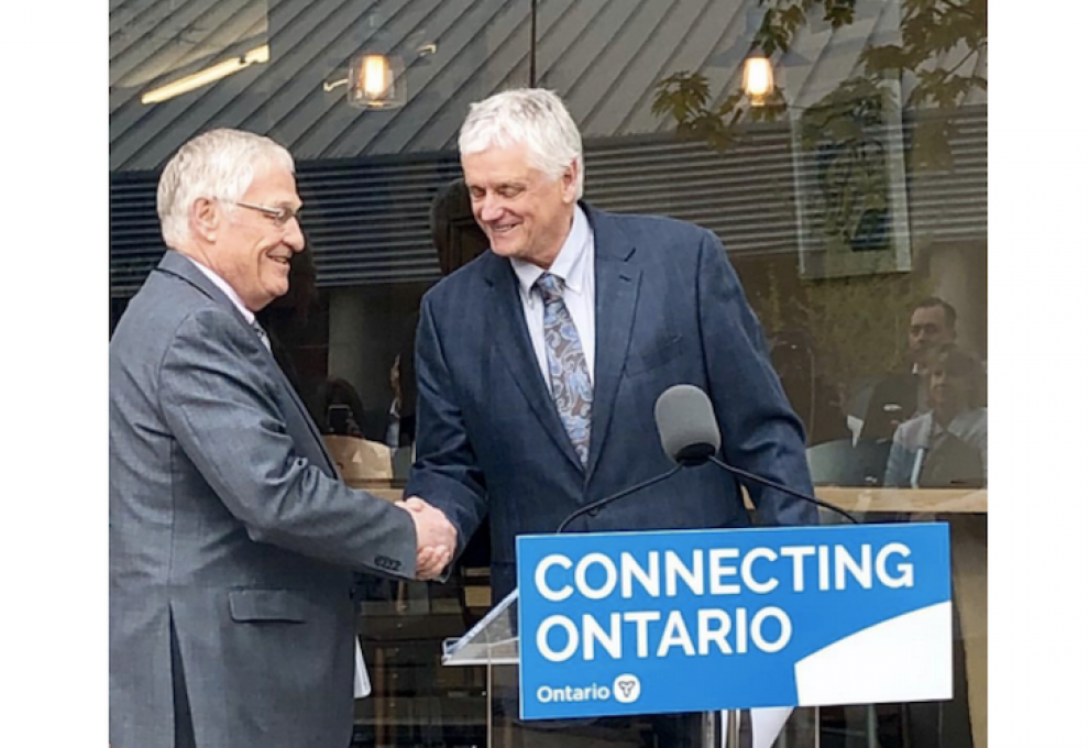 Ontario ag minister Ernie Hardeman, left, and Toby Barrett, parliamentary assistant.
