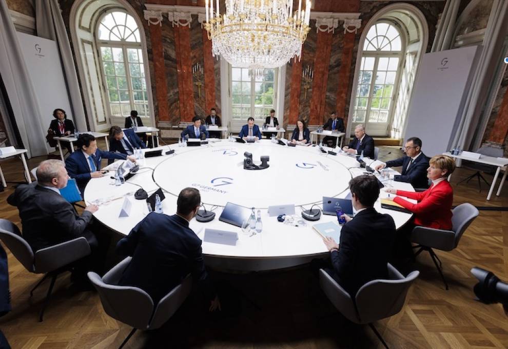 Canada’s Minister of Agriculture and Agri-Food, Marie-Claude Bibeau, meets with other G7 Agriculture Ministers in Stuttgart, Germany. Photo by BMEL/Photothek.