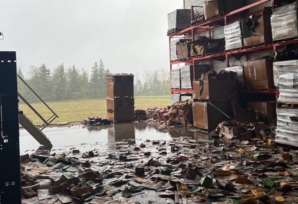 Nova Scotia apple growers experienced some trellis damage while Prince Edward Island growers experienced some building damage and lost sentinel trees.   